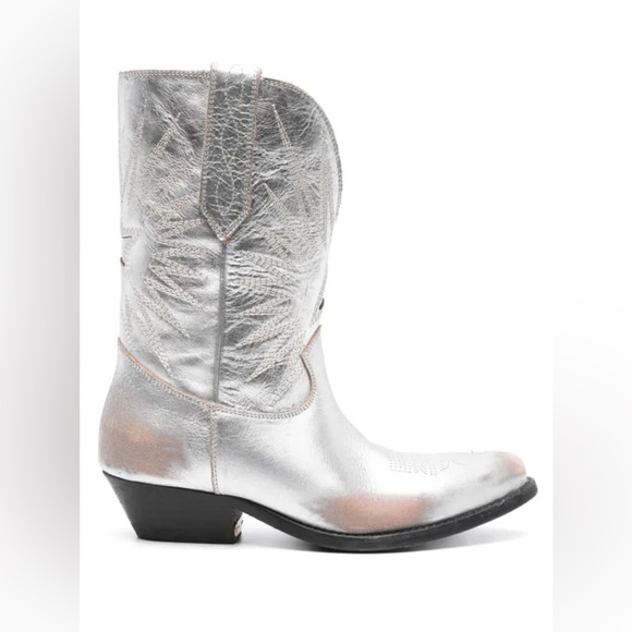 GOLDEN GOOSE Silver Wish Star Western Boots 37 - Picture 1 of 12